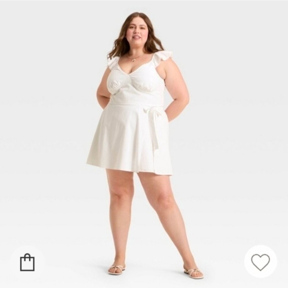 NWT A New Day white wrap Mini Skirt XXL linen look, Summer, Beach Plus Size